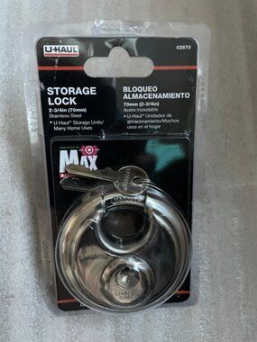 U-Haul Stainless Steel Disc Storage Unit Lock / Padlock 2-3/4" inch with 2 Keys